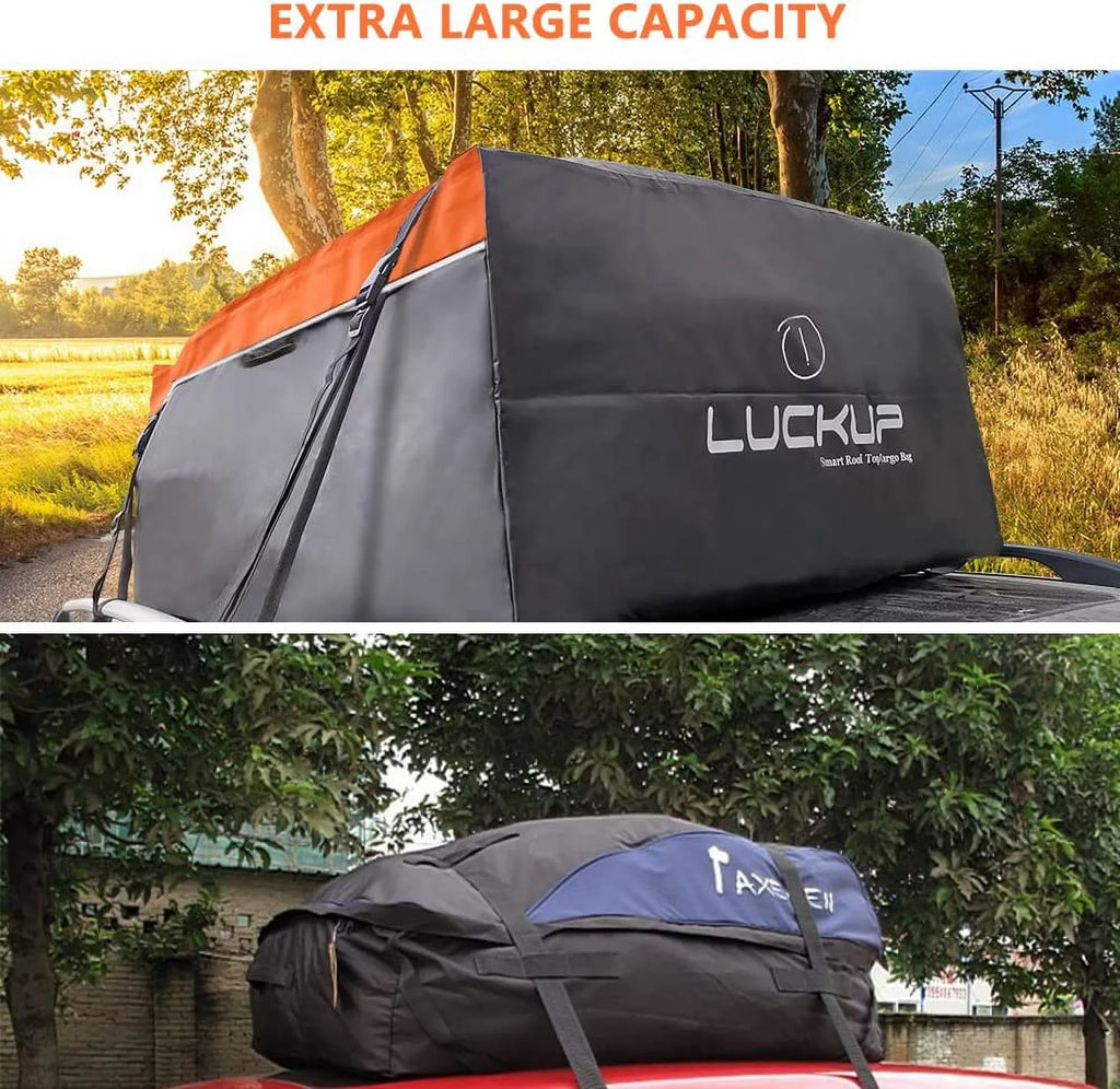 Car Models Bag,18.5 Buckles, & and All Anti-Slip with &Durable Mat, Compatible ( LUCKUP Cargo Straps Rack Rooftop Wide for Waterproof Cubic Heavy Ft Roof Orange) Carrier Car Duty Box,