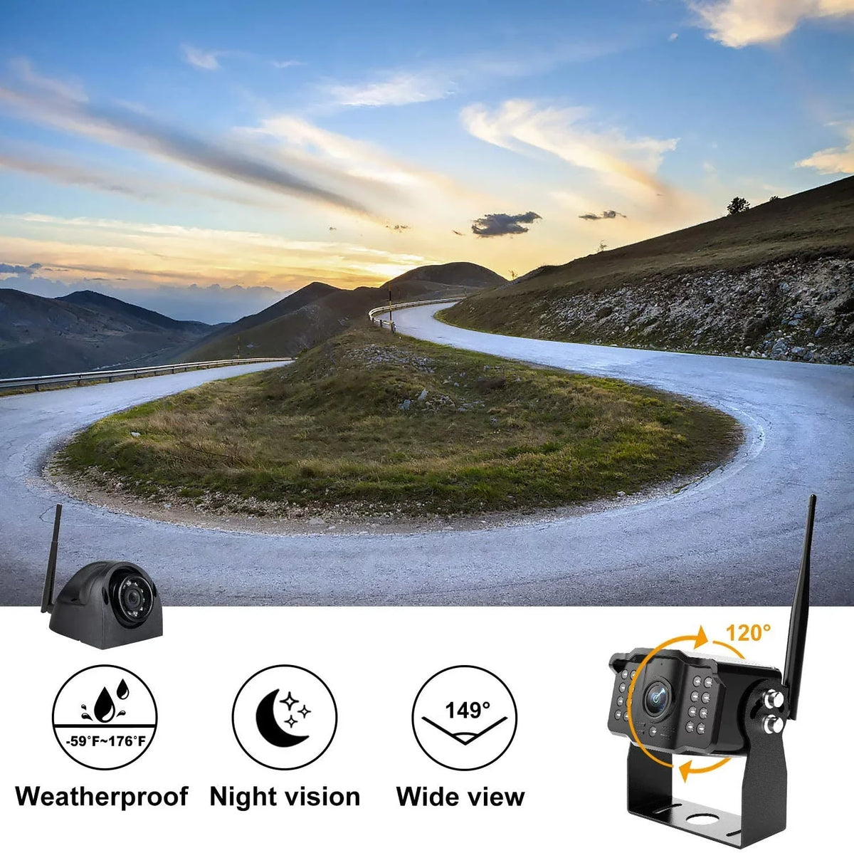 Digital Camper System for CM2 Truck Trailer 1080P Camera Rear Rearview Monitor with Cam Operation RV Xroose Motorhome Dual AHD View Wireless 7” Button Long Backup DVR Touch Range Signal Side with