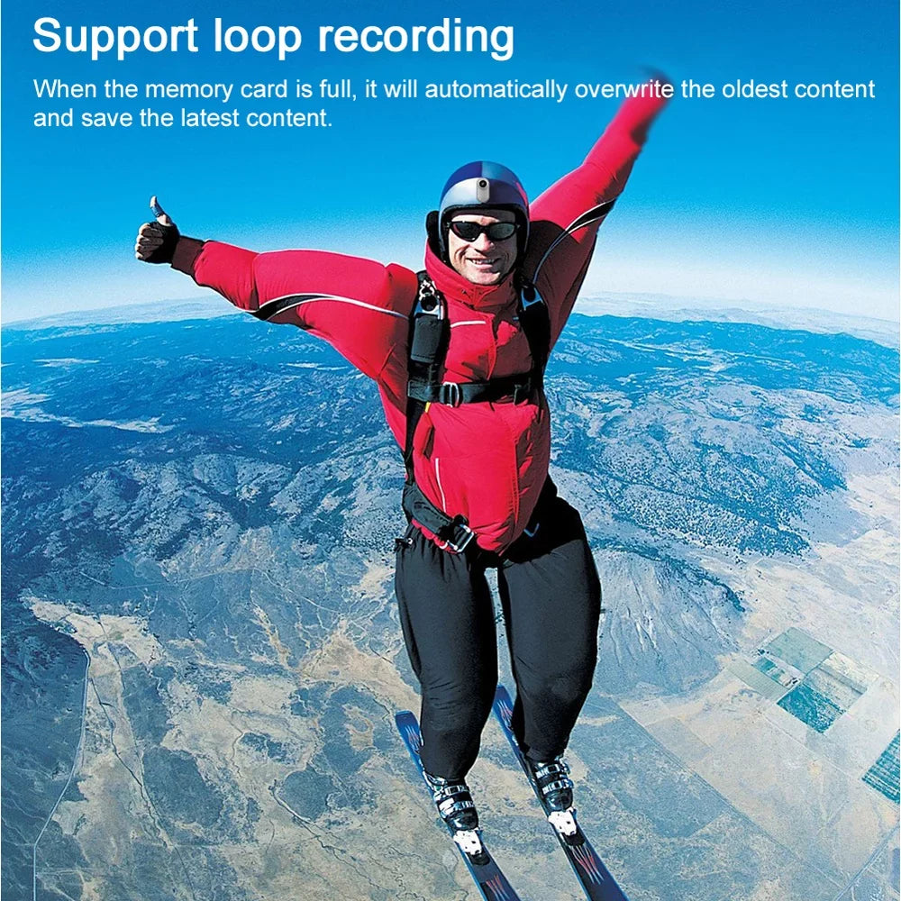 for Support Recorder Activitie High Camera Cycling Skiing Arealer Recording Photo/Video/Playback Skydiving Clear Sport Screen Waterproof with PortableCamera Camera 1080P Loop Mountaineering