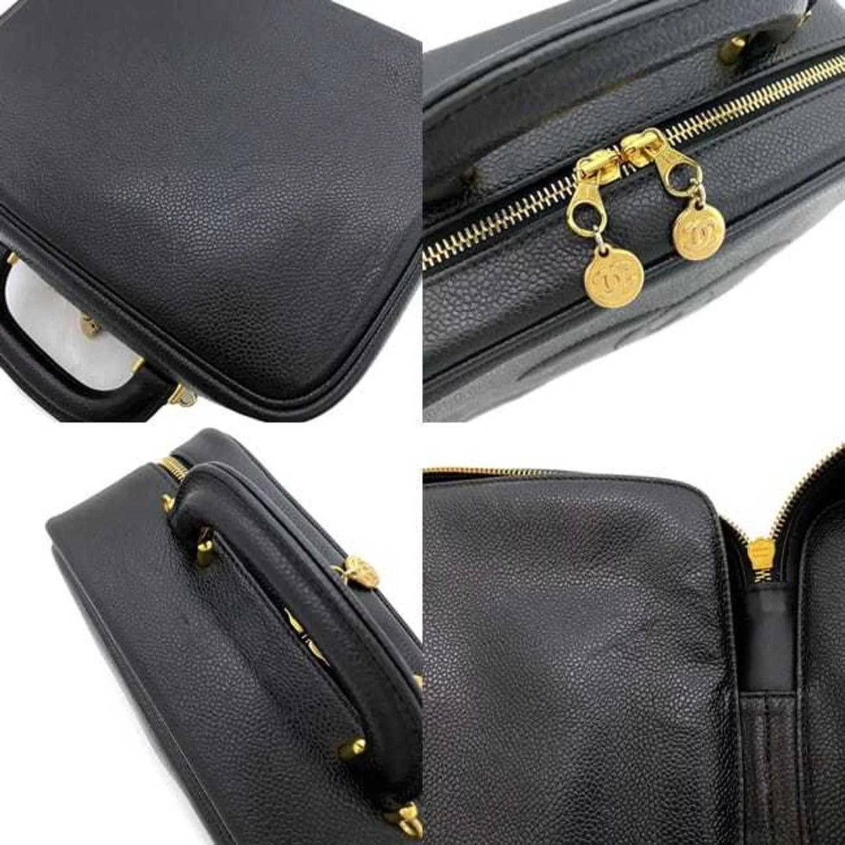 Chanel Vanity Stitch 4th Pre-Owned Gold Leather Bag A07061 Skin CHANEL Cocomark (Good) Handbag GP Caviar