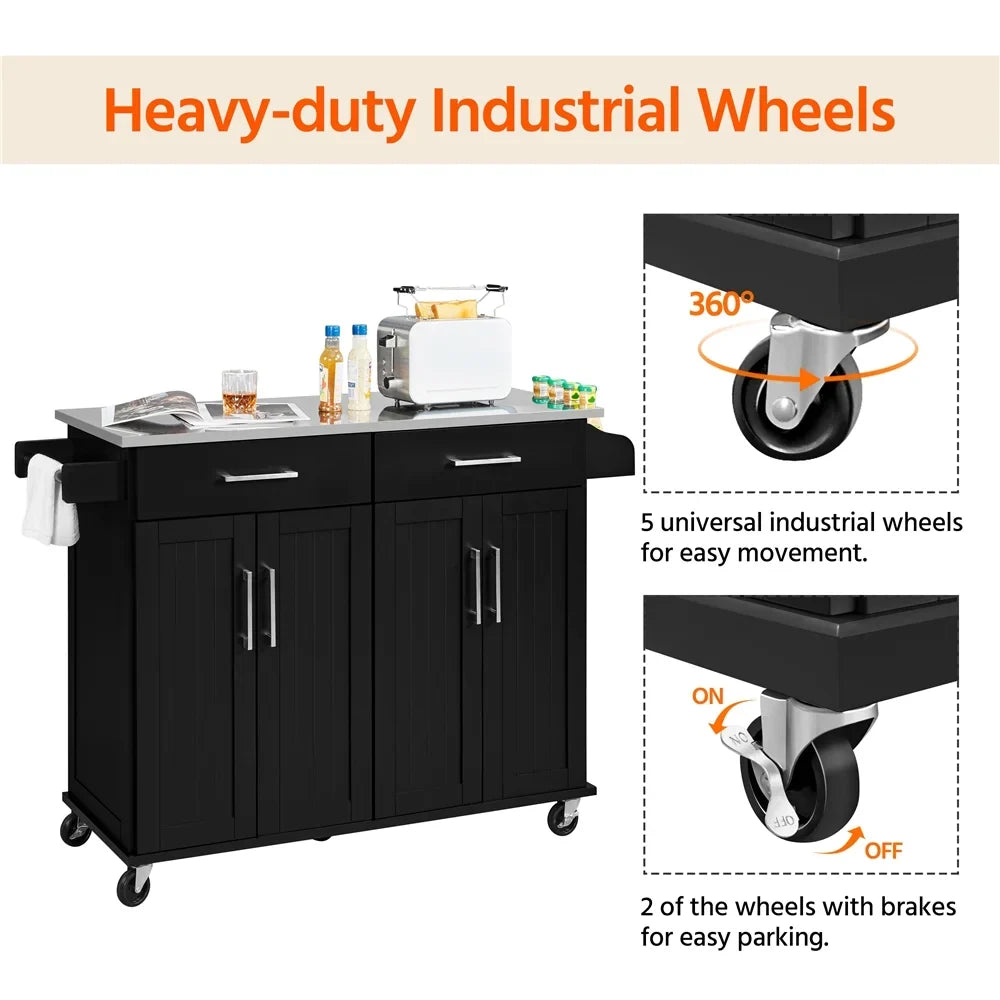 Towel Topeakmart Rolling Island & Spice Bar with Rack, Drawers & Storage Kitchen