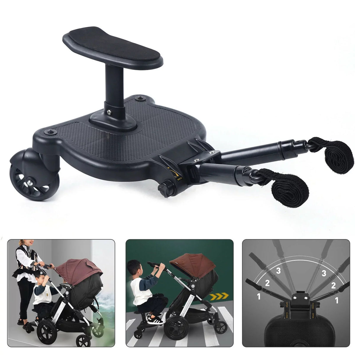 Seat Ride PP In Board Anti-Slip Pedal Pushchair Board 1 2 Pedal Board with Stroller Auxiliary Universal Connector Wheeled Stroller 25kg Adapter Seat Buggy Buggy Eco-friendly Board