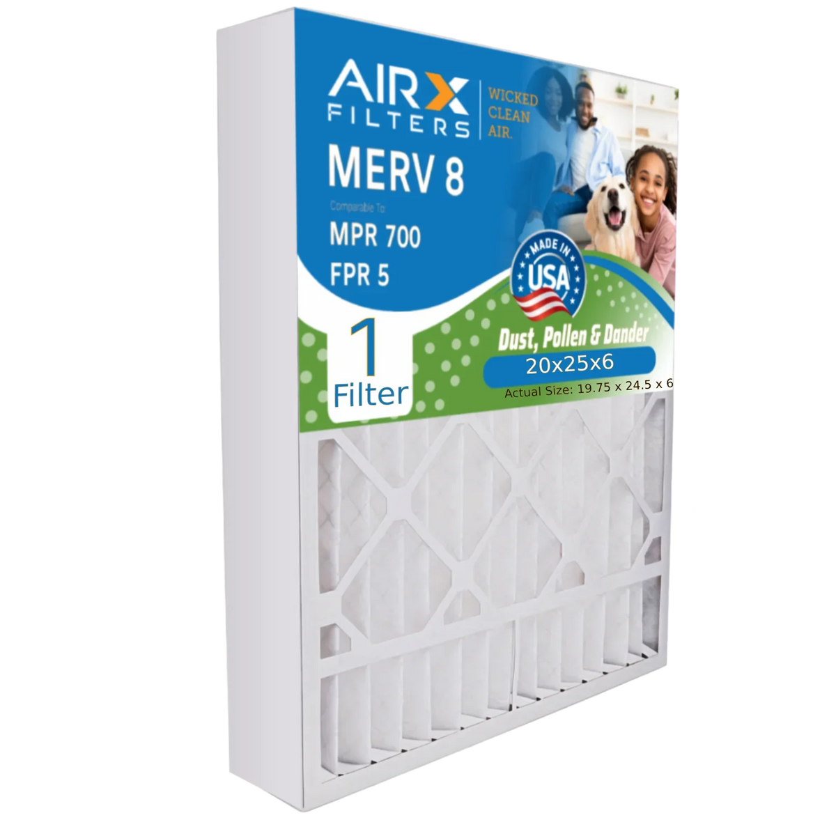 Air Aprilaire FILTERS 8 Compatible MPR 20x25x6 AIRX FPR Filter 20x25x6 Furnace Single Premium 700 1 & Filter Made with to Filter Comparable 201 AIR. by 5 USA WICKED MERV CLEAN