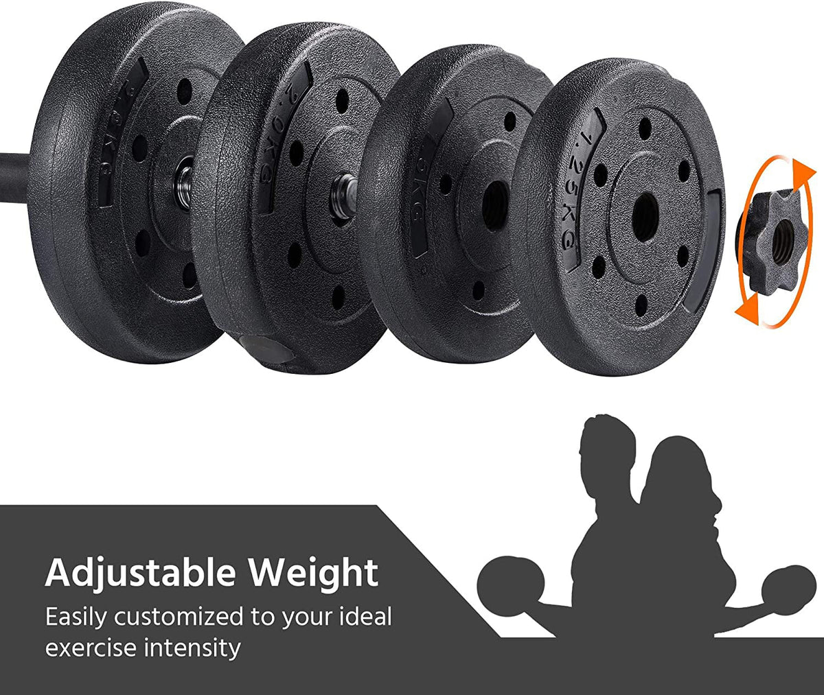 Women Body for Men and Adjustable Training Fitness Set, Gym/home Strength 66LB Weight Dumbbell Plates Barbell Workout Cap