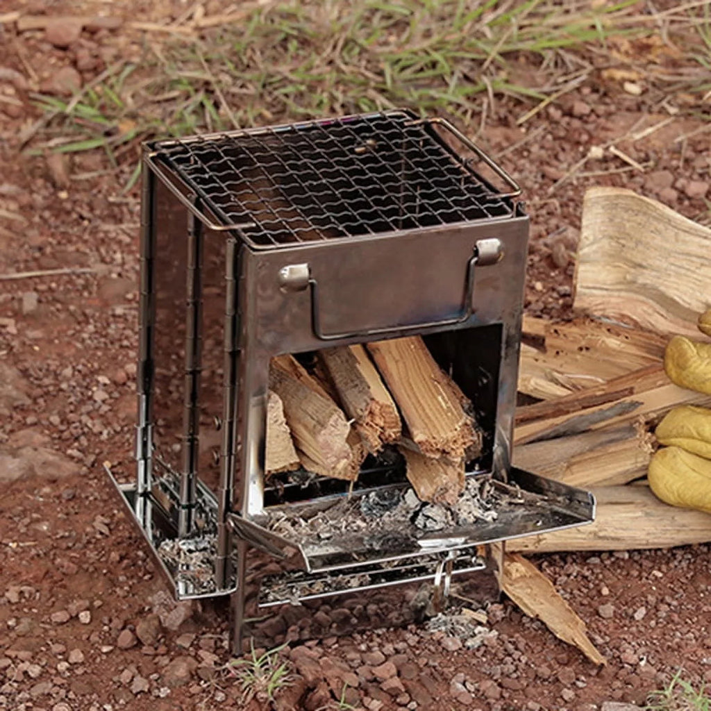 for Hiking BBQ Portable Versatile Set, Burning Wood Backpacking and Grill Stove