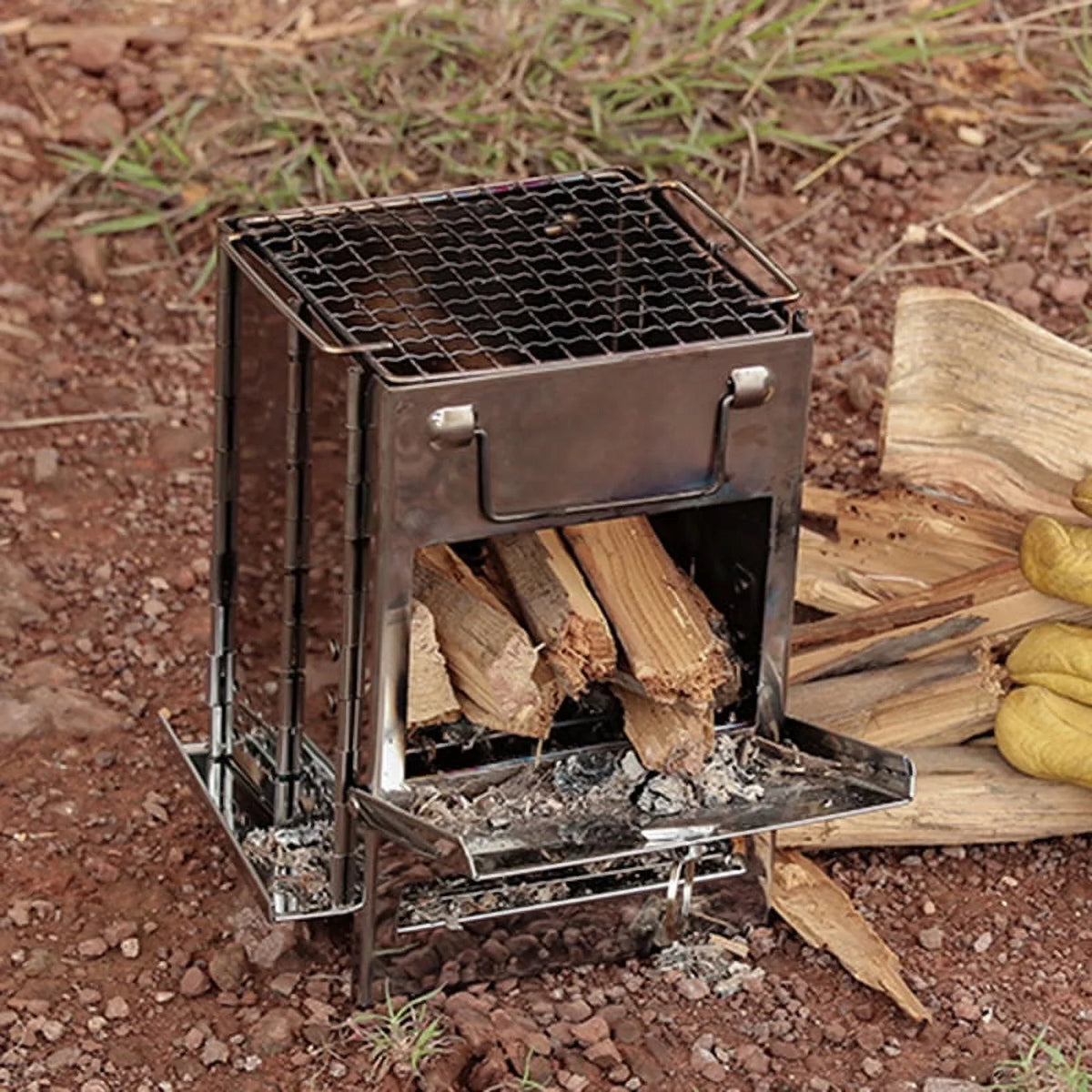 for Hiking BBQ Portable Versatile Set, Burning Wood Backpacking and Grill Stove