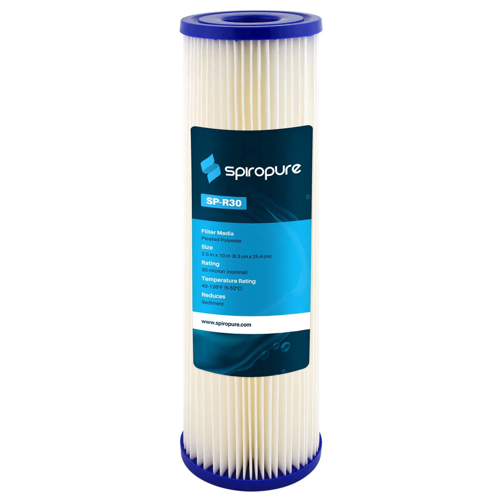 Pack) x 10 Micron (24 SpiroPure 30 2.5" Polyester Pleated Cartridge, Filter