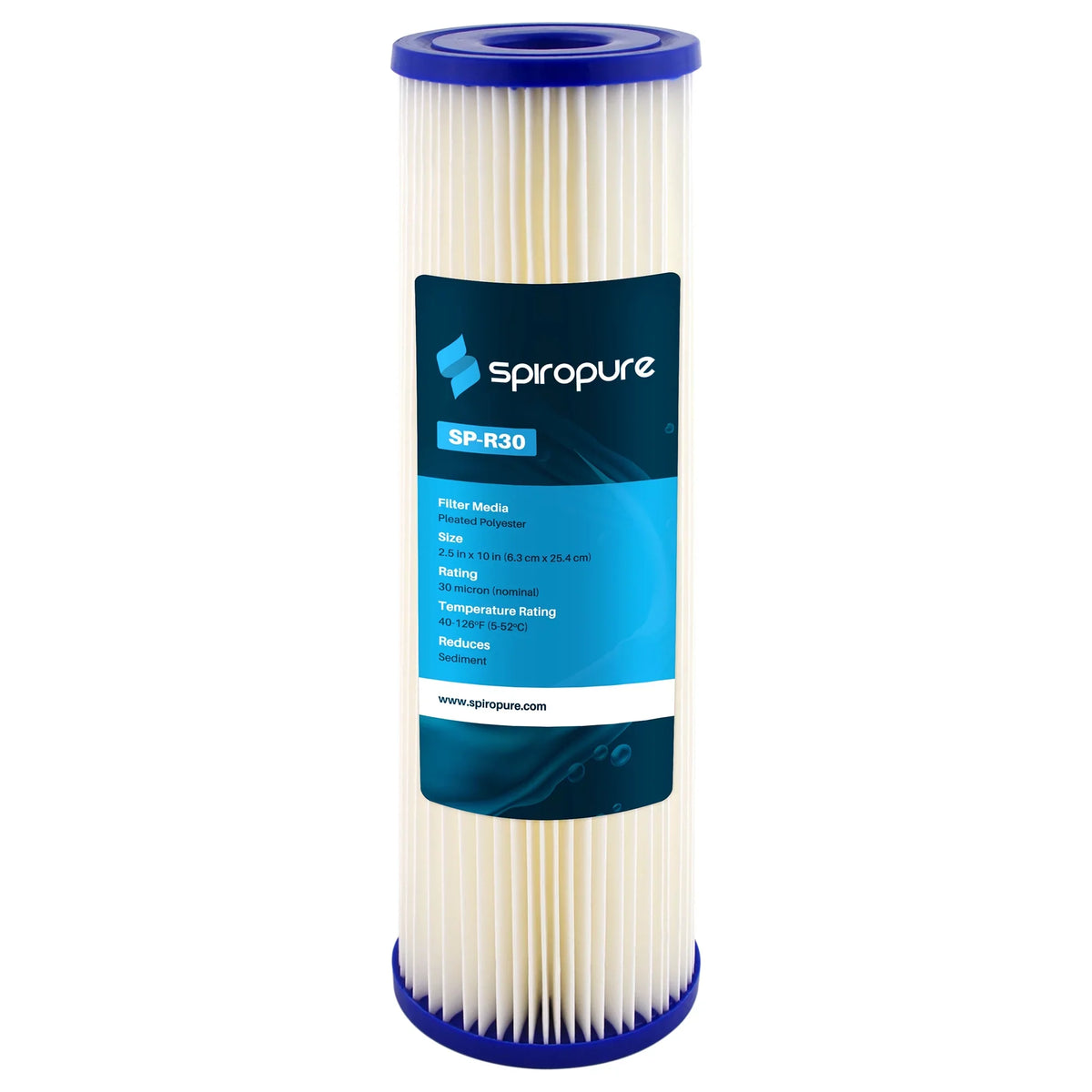 Pack) x 10 Micron (24 SpiroPure 30 2.5" Polyester Pleated Cartridge, Filter
