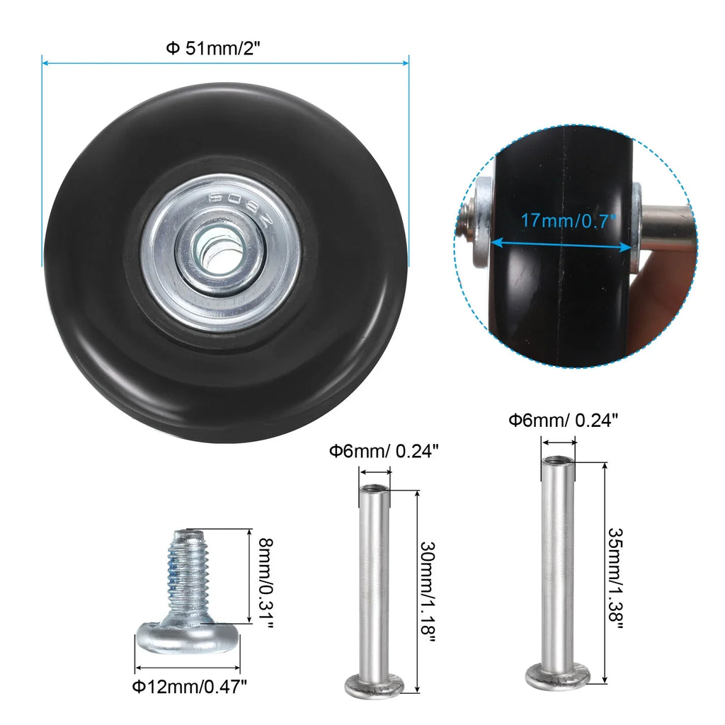 Suitcase, 17 Wheels for 2 0.7" 51 Uxcell Luggage Set mm/2" , x Replacement x
