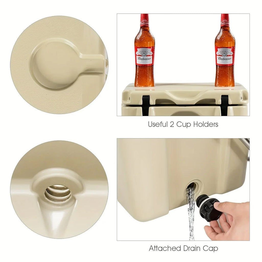 Leak-Proof Ideal for - Cooler Keeps COSTWAY & Camping Outdoor Durable 24 Chest, - Chilled Picnics Cans 16-Quart Ice