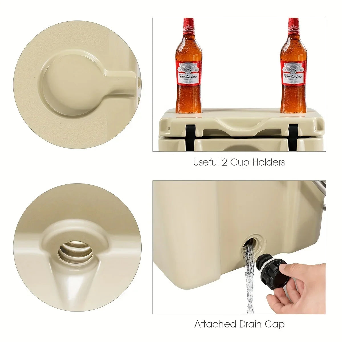 Leak-Proof Ideal for - Cooler Keeps COSTWAY & Camping Outdoor Durable 24 Chest, - Chilled Picnics Cans 16-Quart Ice