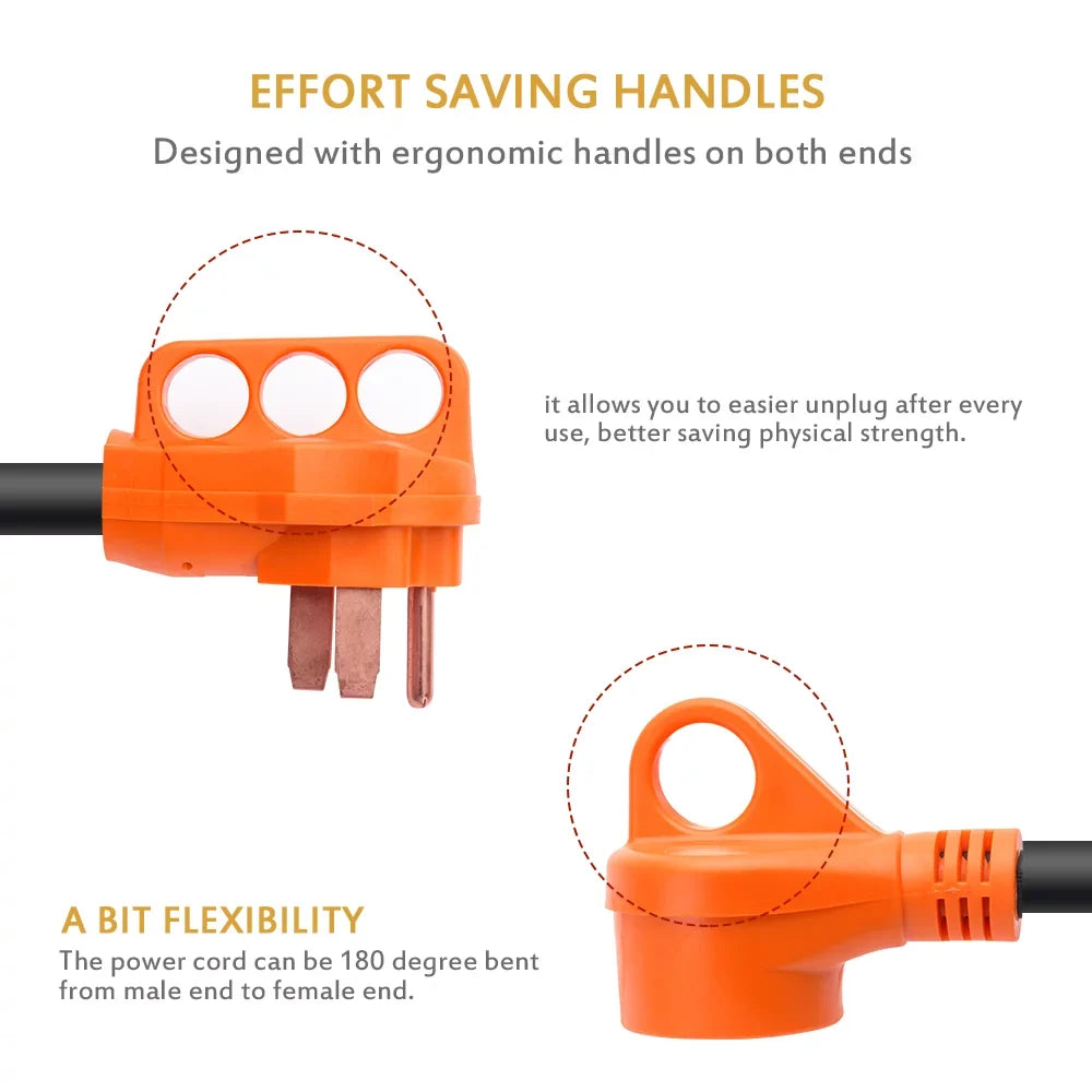 Duty Electrical Female with 18 50A MICTUNING Handle, Male Heavy Dogbone to Inch 3750W Adapter 30A 125V