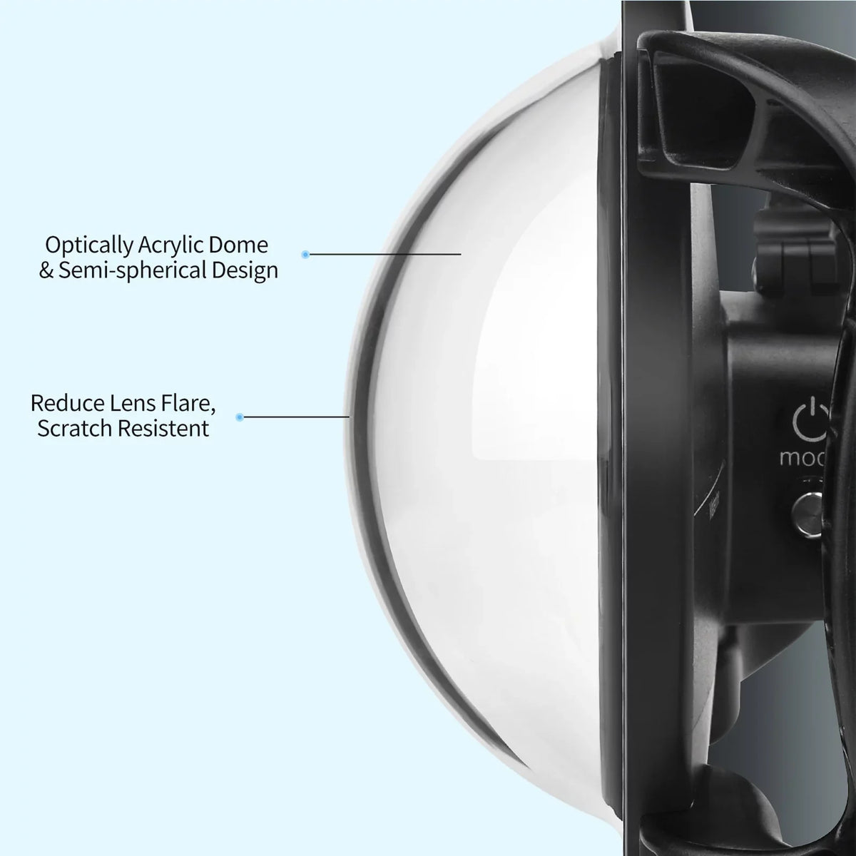 Case Wide for Angle SHOOT Camera 45m Protective 180° Waterproof Camera Handle Replacement Dual Dome 9 XTGP559 Port Waterproof Case