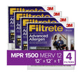 Advanced Filter, 12, 12x12x1 Reduction, Air 1500 Filters MPR MERV Allergen 4 Filtrete