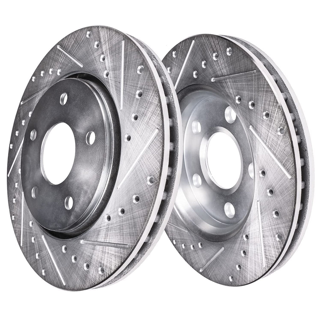 '- Detroit Brake Kit 2016-2020 Disc Hyundai Kia Rotors & Ceramic Sport 12.6" Santa for Fe Replacement Brake Slotted Rotor Brakes 2017-2018 Pads: Front Drilled Axle Sorento