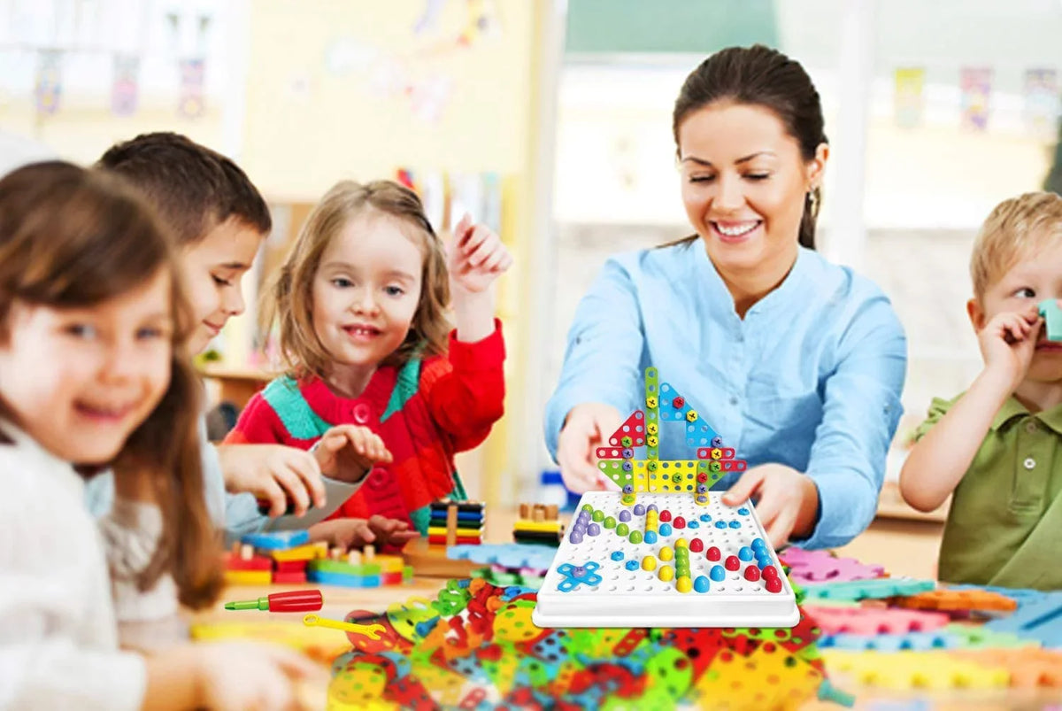 Creative Kids Years Electric Pieces Puzzle Tool Center and for Mosaic Toys, Block Kit, Drill Learning Drill Engineering 224 Set Education Screwdriver Old Game Building Activities Toy, Ages STEM 3-10