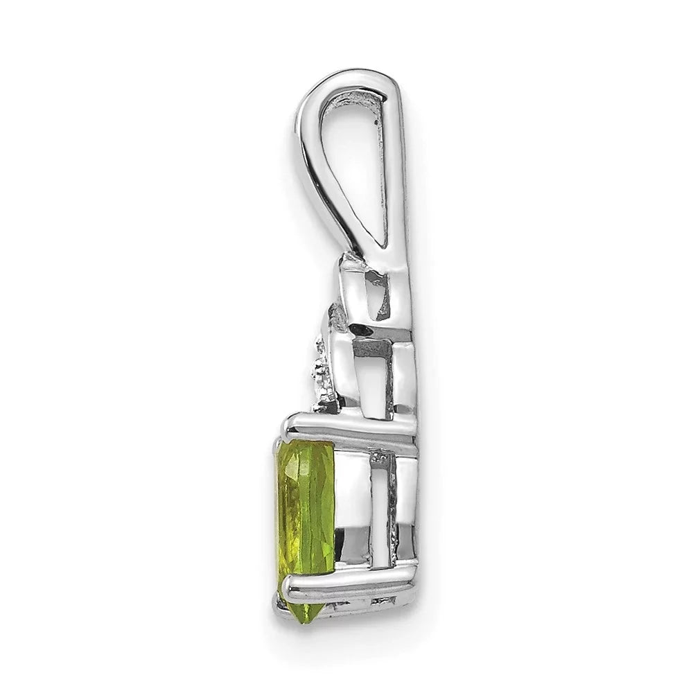 Diamond Pendant Women White (L-16mm, W-4mm) Gold 14K Peridot Auriga for