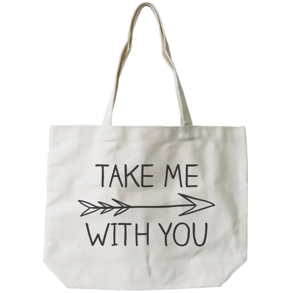 with Sign -18x14inches Arrow Me Tote Bag Canvas You - Take Women's Natural