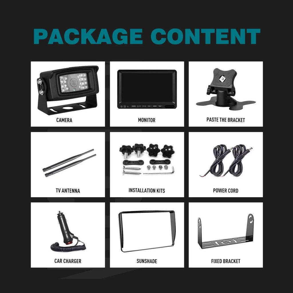 for Camera 1080P 1CH Kit Rear Trailer View Backup Display 7" Truck AHD Wireless