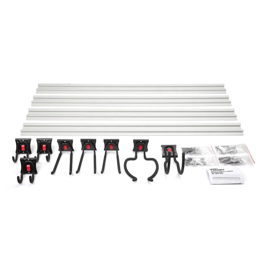 Snap Kit Quick-Release Tough Rail Garage Organizer System 12-Piece Hyper
