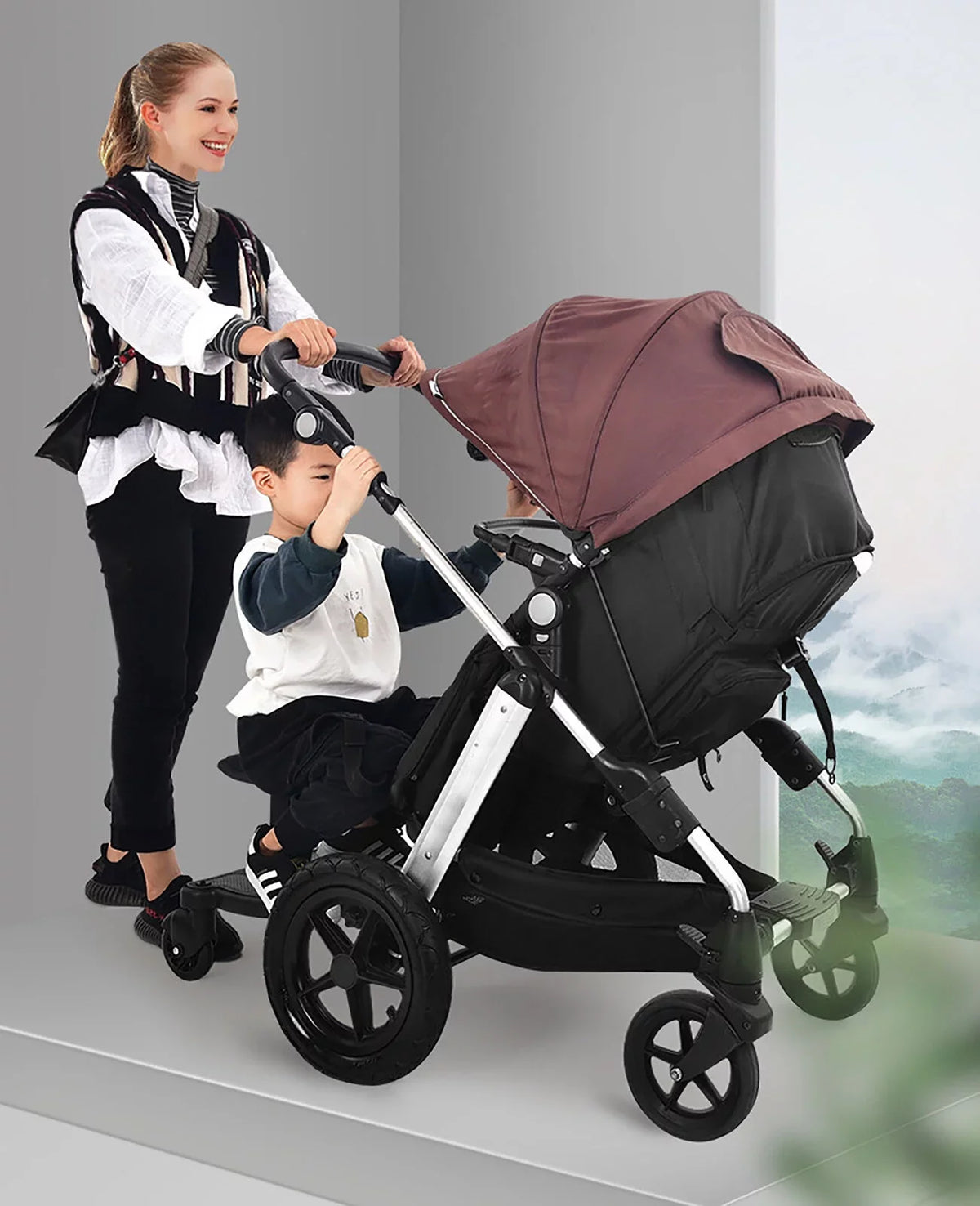 Seat Ride PP In Board Anti-Slip Pedal Pushchair Board 1 2 Pedal Board with Stroller Auxiliary Universal Connector Wheeled Stroller 25kg Adapter Seat Buggy Buggy Eco-friendly Board