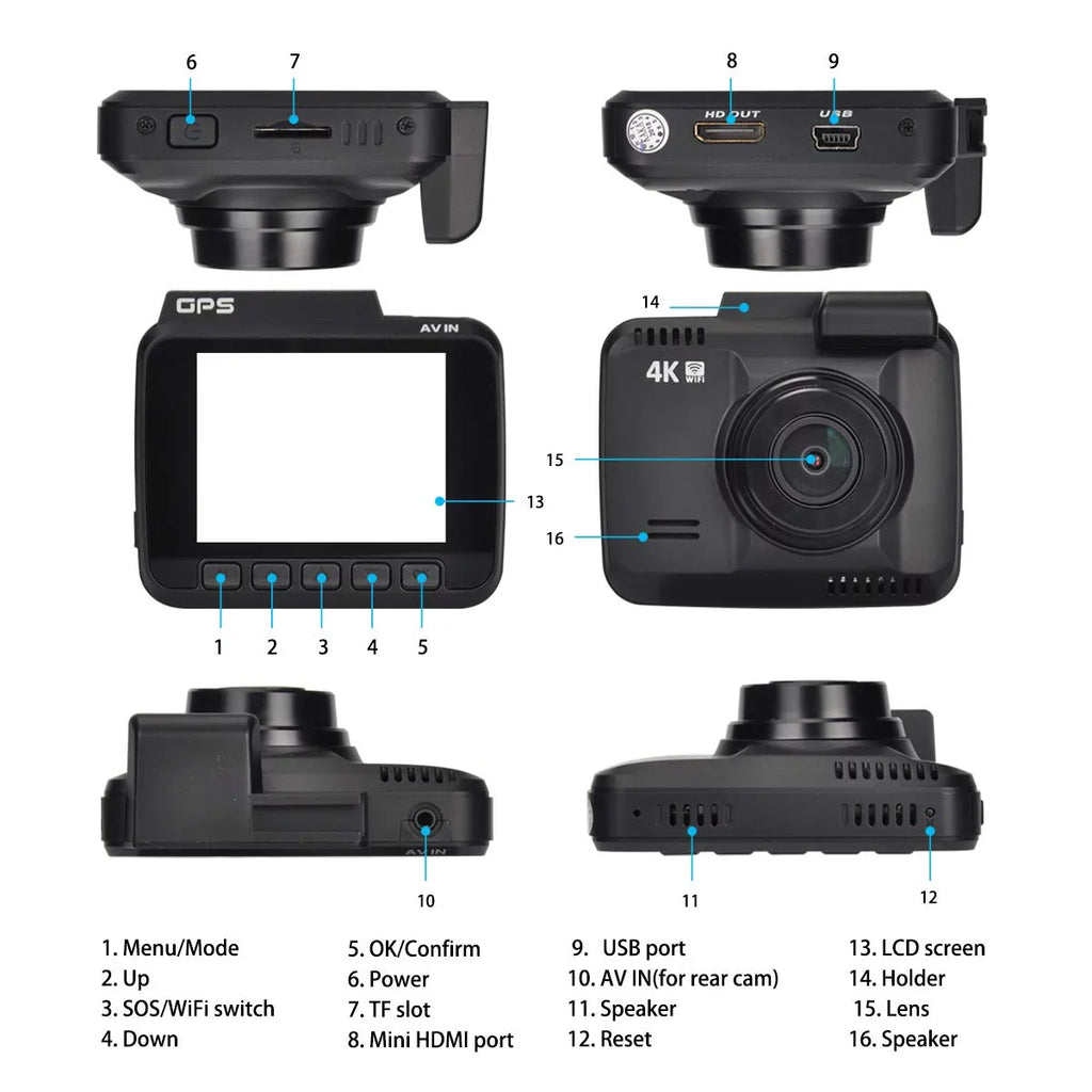 Parking Wide Dashboard G-Sensor, GPS, Dash 24FPS Record, Driving Chip, Iseebiz WDR, View, 2160P Cam, Motion Cam Mode Detect, Recorder 150° Novatek Car Built-in Loop Angle, App WiFi