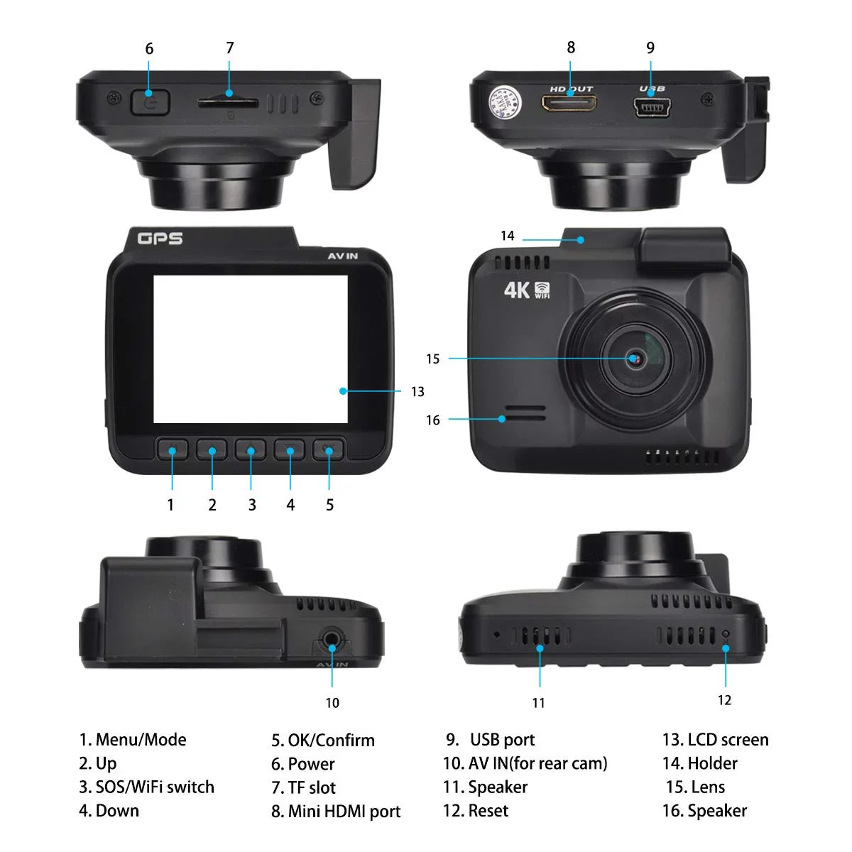 Parking Wide Dashboard G-Sensor, GPS, Dash 24FPS Record, Driving Chip, Iseebiz WDR, View, 2160P Cam, Motion Cam Mode Detect, Recorder 150° Novatek Car Built-in Loop Angle, App WiFi