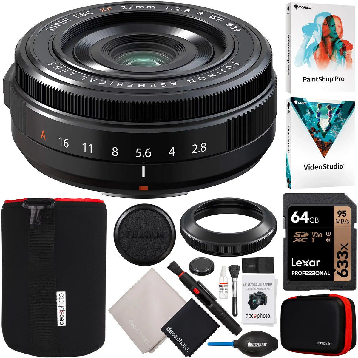 Photo Accessories & Software + Video F2.8 Lens XF for + Protective Cameras Card X Case Kit Fujinon R 64GB WR 16670170 Gear With Memory Lens Mount 27mm Digital Bundle Mirrorless Deco