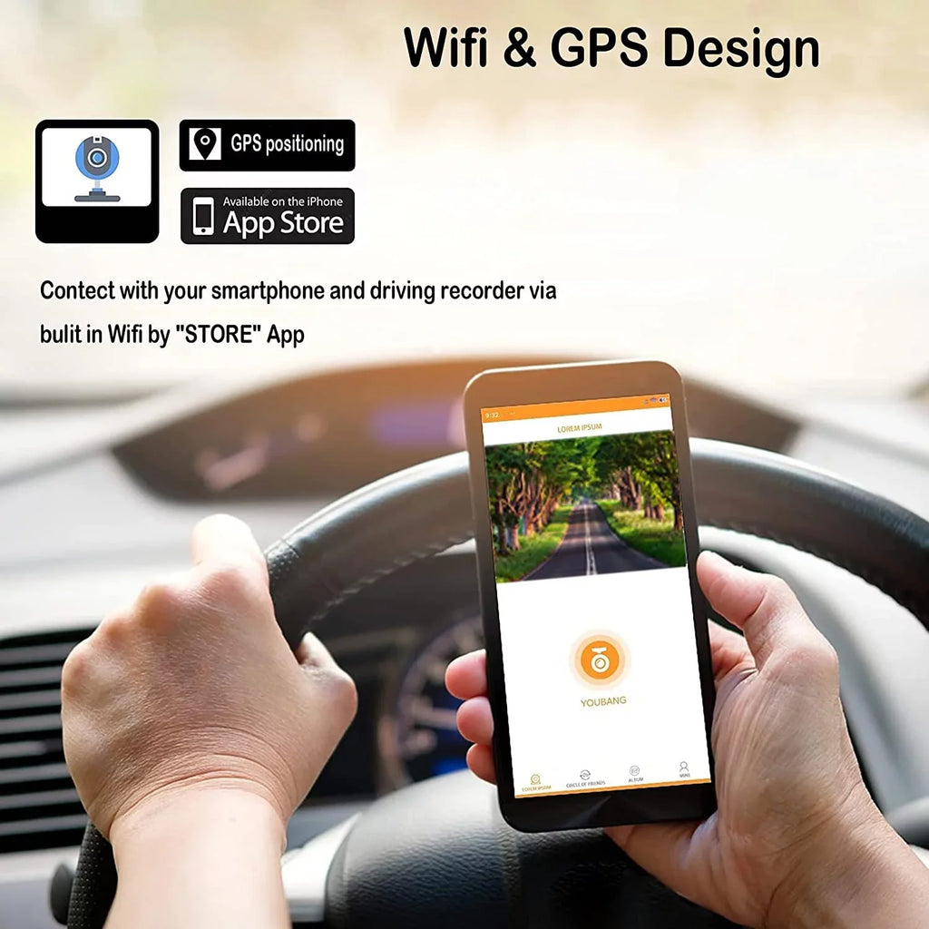 Wide Camera Angle Waterproof GPS with Recording and Front Waterproof HD Lens Camera Motorcycle Wi-Fi, Rear 120° 1080P Dash