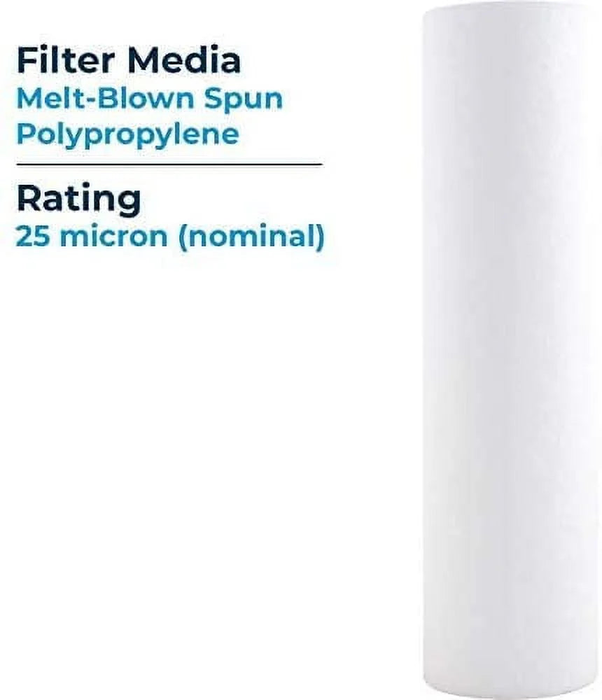 Spun 10x2.5 SpiroPure 155015-43 25 Sediment Polypropylene Cartridge Micron Melt-Blown SP-P25 Water P25 Filter (Case of 24)