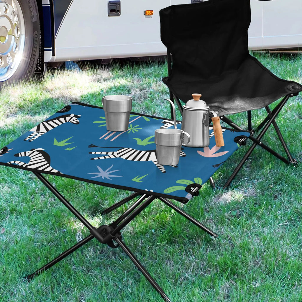 Portable Outdoor Picnic Camping Trees Table Beach Travel Storage Palm Compact Table and Fishing Zebras with BBQ Table Folding Bag for