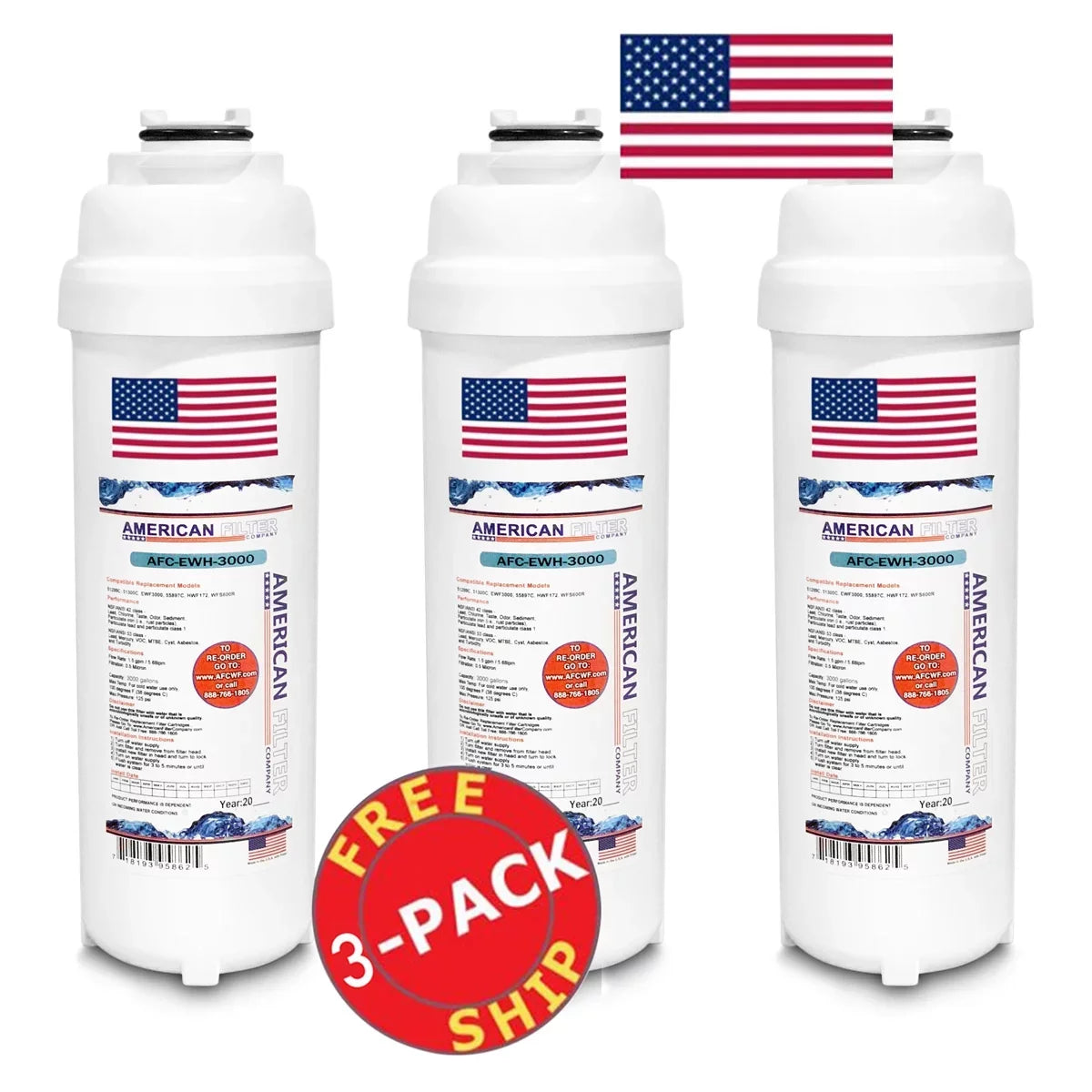 # - AFC AFC-EWH-3000 Filters 3 - , Model Made with U.S.A. Brand Filter in , , Compatible LZSTL8WSLP Water