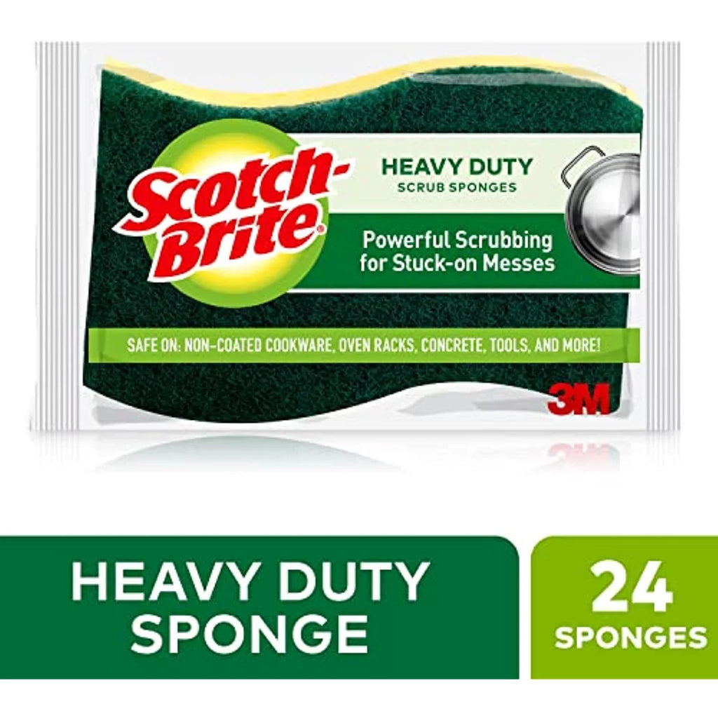 Pack Stands To 24 Green, Grime, Scotch-Brite Scrub Sponges, Stuck-On Of Count, Up 8 Duty Heavy