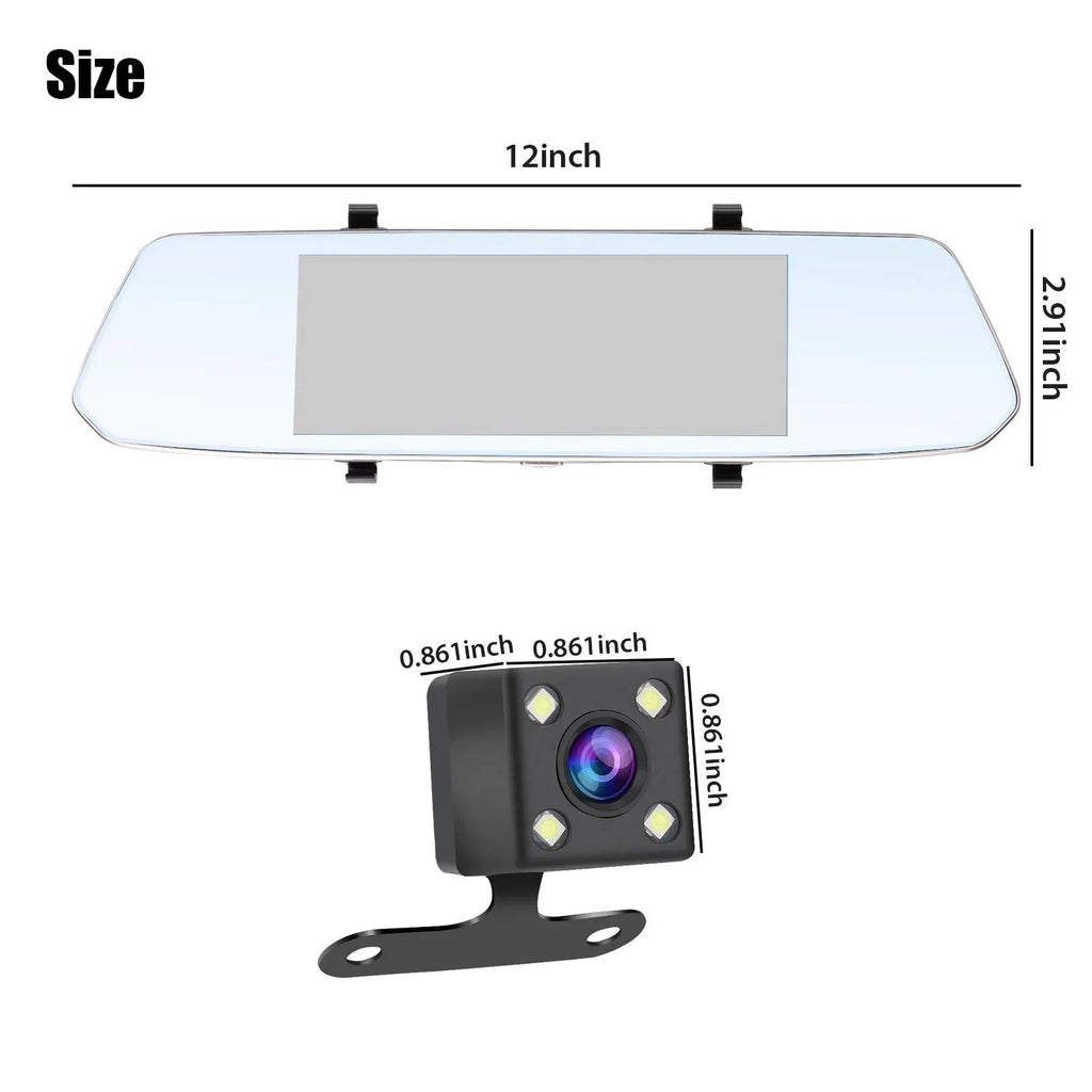 Dual EEEkit Screen View Dash Lens Dash Detection, Cars, Motion Rear Wide-Angle Camera, Front Mirror Camera G-Sensor, Camera 170° 1080P 7inch Cam with Touch Night for Vision, Mirror and Car