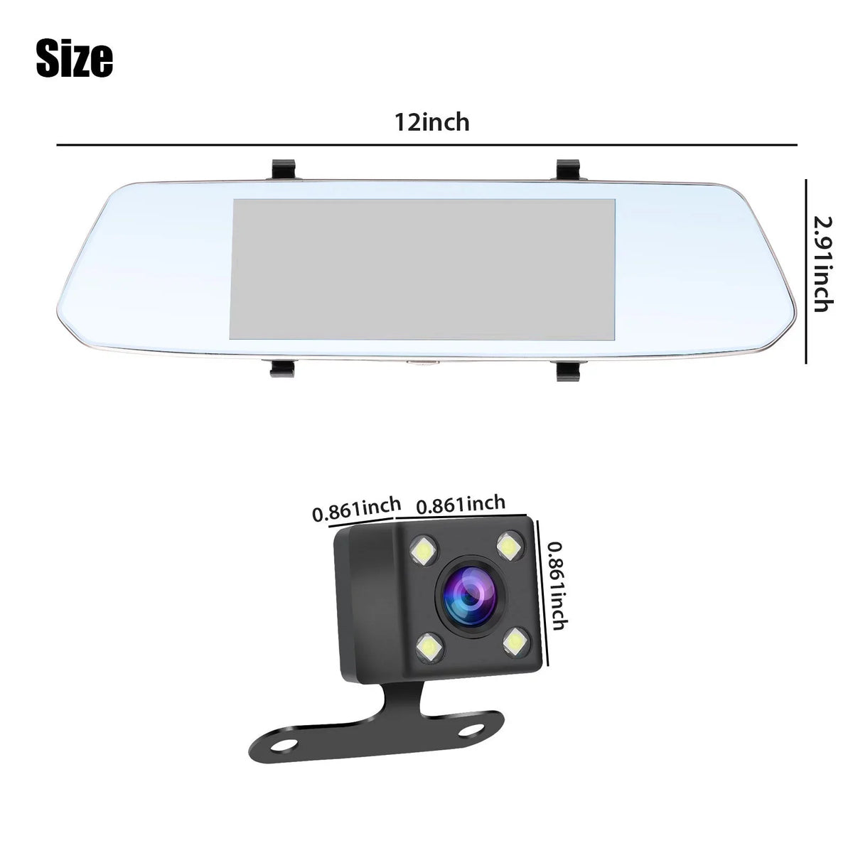 Dual EEEkit Screen View Dash Lens Dash Detection, Cars, Motion Rear Wide-Angle Camera, Front Mirror Camera G-Sensor, Camera 170° 1080P 7inch Cam with Touch Night for Vision, Mirror and Car