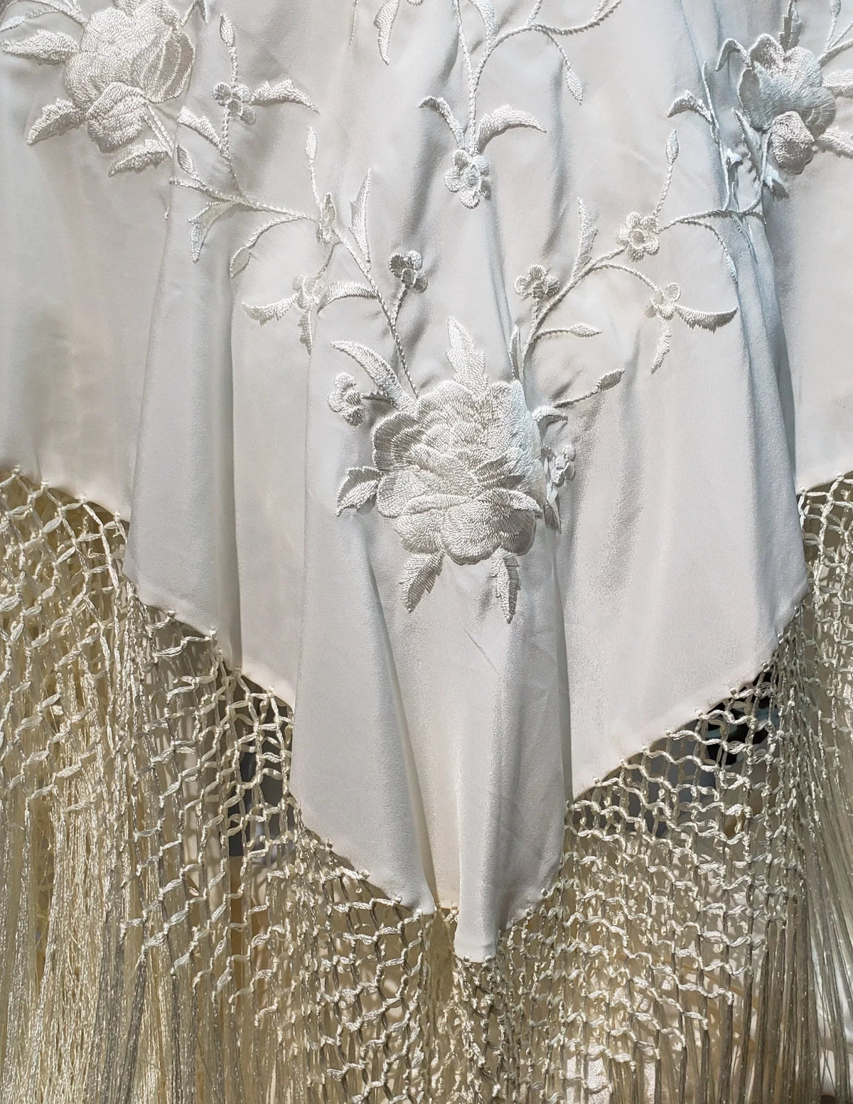 Silk Shawl Manila Spanish Manton Champagne Canton De Wrap Stole