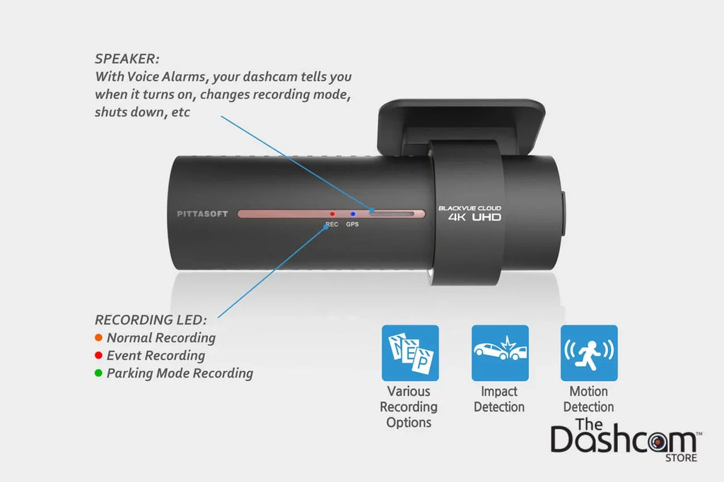 for Dual WiFi Memory Cloud-Capable Card Dashcam and GPS Front DR900S-2CH Vue 4K Lens 16 Rear GB w/