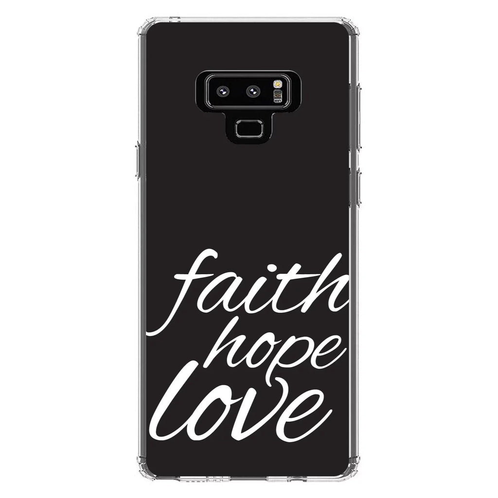 Love Galaxy Glass White Bumper, Faith - Protector Clear Note DistinctInk Back, 9 Hybrid & Tempered for Screen - TPU Samsung Acrylic Christ Hope / - - Case Shockproof /