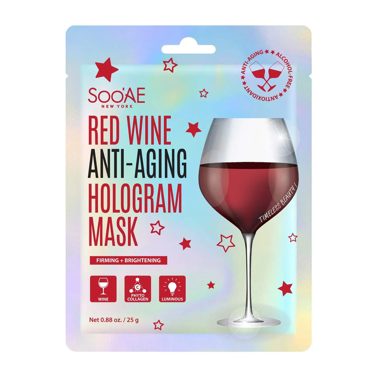 Premium Anti-Aging Red And Sheet Skin, Count] Mask Wra Mask Firm, Korean [12 Beauty Mask Collagen Facial Face Antioxidants Hologram Hydrate Vegan Restore Wine To Brighting Brightening Glow Soo,Ae