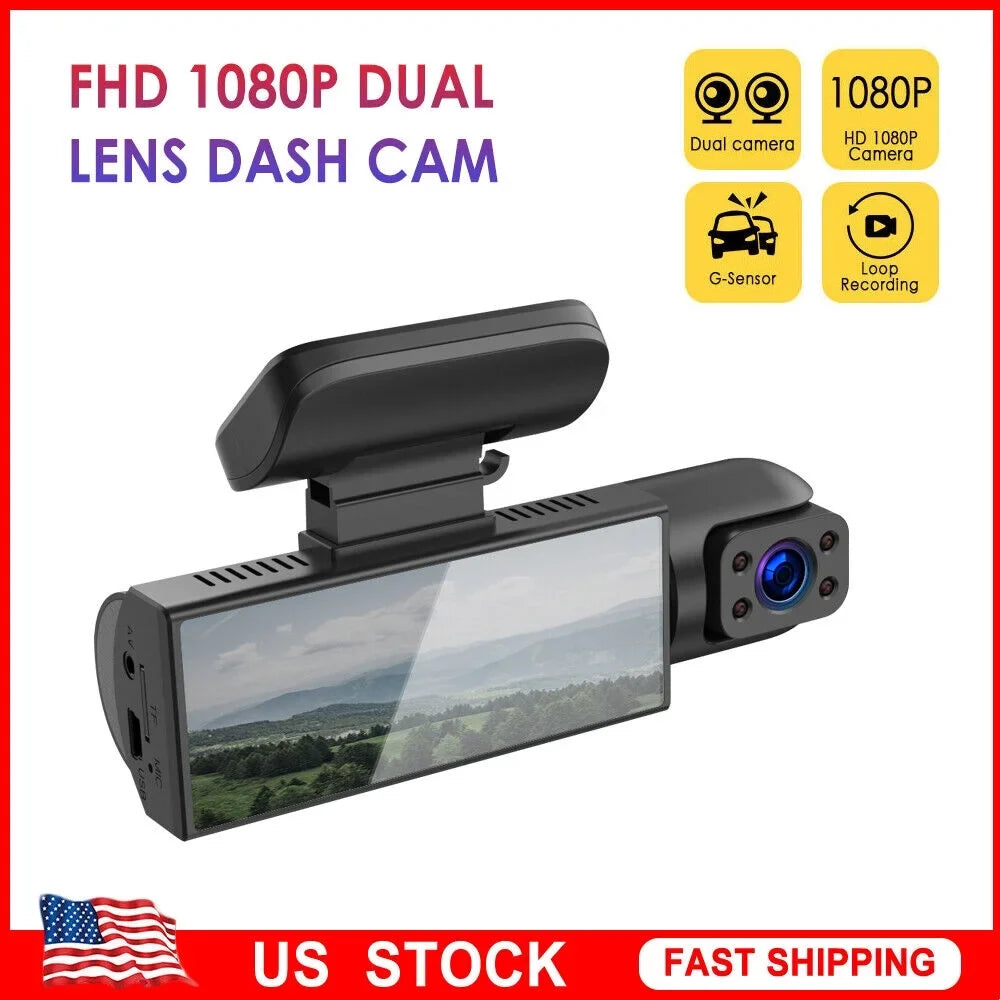 Recorder Lens Hd Night Car Onemayship Dual Dvr 3.16In Dash 1080P Front Inside Cam Camera