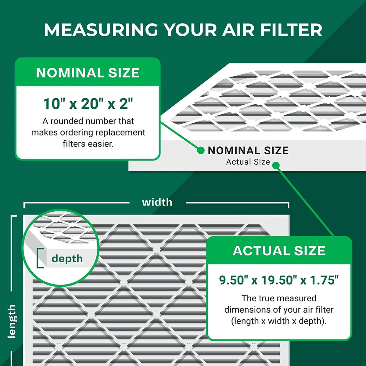 10x20x2 Filters AC HVAC Furnace Pleated (6-Pack) Filterbuy Air MERV 8