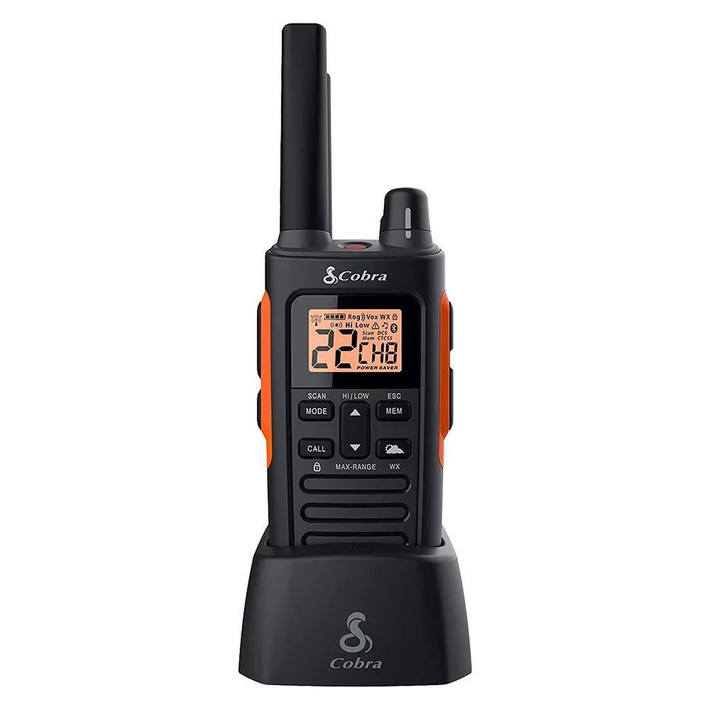 Two-Way Walkie Preset Radio Set Cobra 38-Mile Range (2-Pack) 60 RX680 for Waterproof Long Rechargeable, - Talkies Channels, Adults