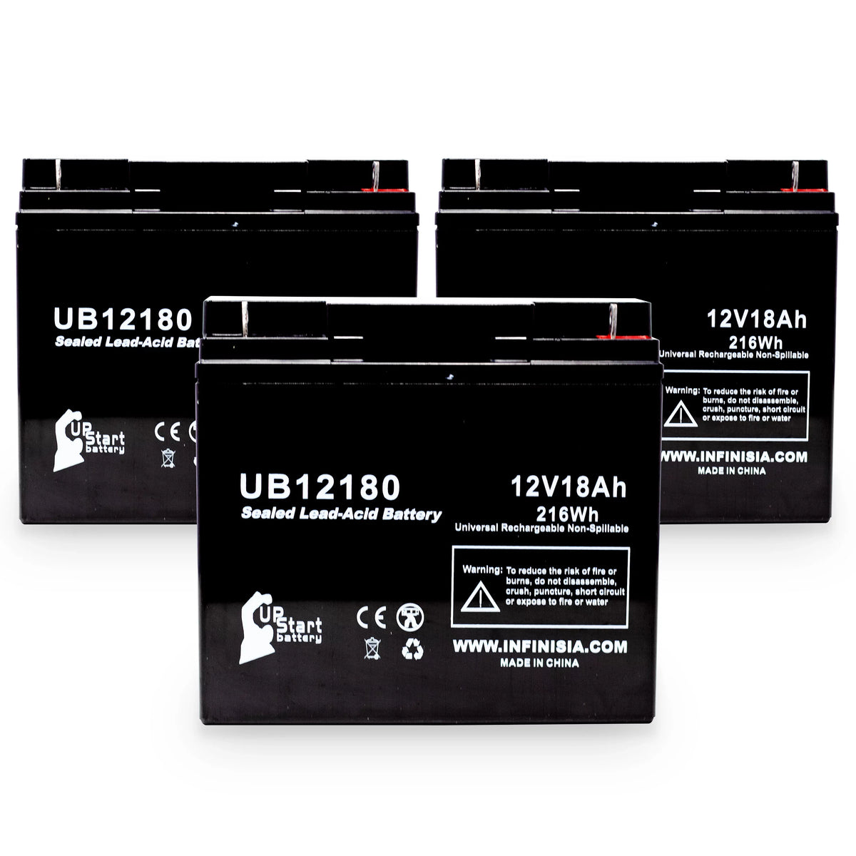 CF12V18 AGM, Replacement 3x Lead SLA) Eagle T4 Pitcher 18000mAh, Pack - Battery UB12180 18Ah, - Terminal, Battery Sealed (12V, Acid Universal Compatible