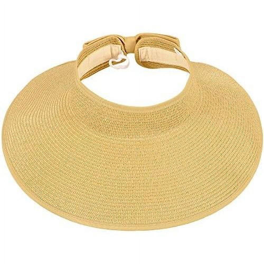 Visor Brim Roll Hat Straw Ribbed_Beige Up Sun Wide