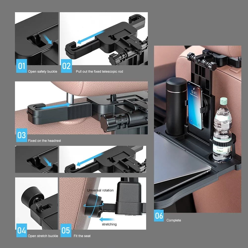 Seat for Food Aibecy Adjustable Table Eating with Car Tray, Table Working, Car Phone Foldable Seat Travel Back Multifunctional Car Holder Writing,