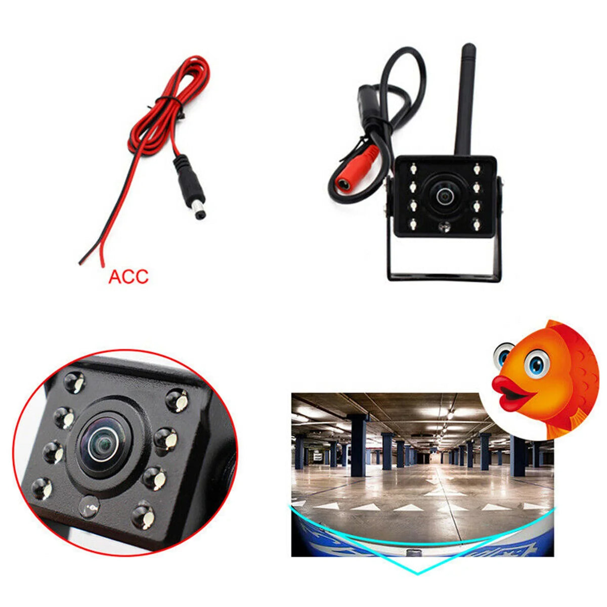 Wireless Night Bus Waterproof Rear Camera IP67 Backup Automobile WiFi Meterk Vision Reverse ~36V LED Reversing View Truck Wireless Car Camera, Monitor