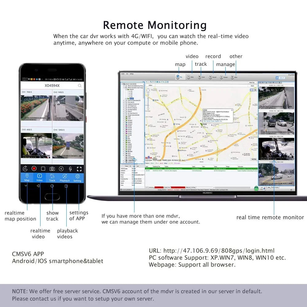 Video Recorder Angle Camera System Car HD Large 1080P 10" Truck/RV/Bus Cameras Screen AHD WiFi 8-CH JOINLGO Vehicle PC Monitor 4G with Backup Remote DVR for View DVR MDVR Phone Mobile Car Mini GPS on