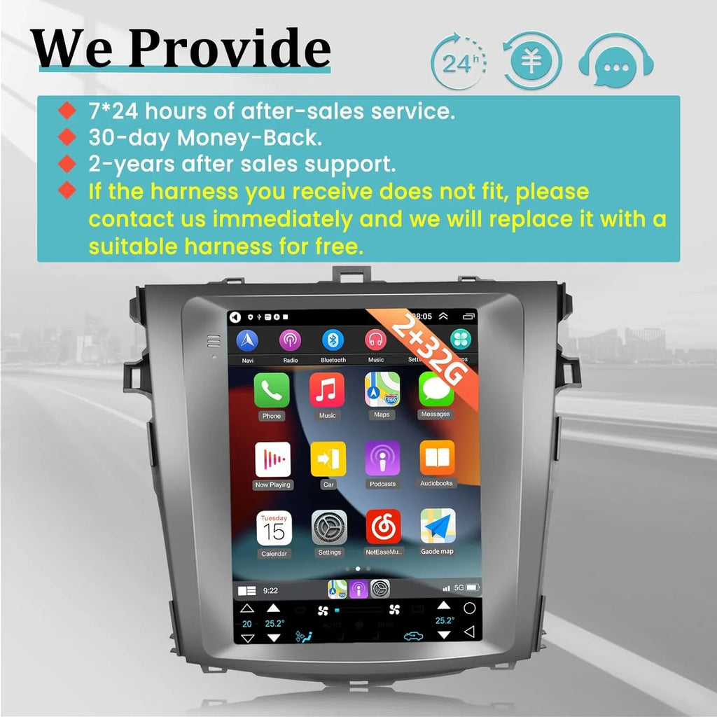 and Mirror Corolla Radio Stereo with Auto Carplay THONZER + 2+32G Android HiFi WiFi Toyota SWC Link Touchscreen - Car GPS for Backup Inch Android 9.7 2006-2013 Camera AHD USB