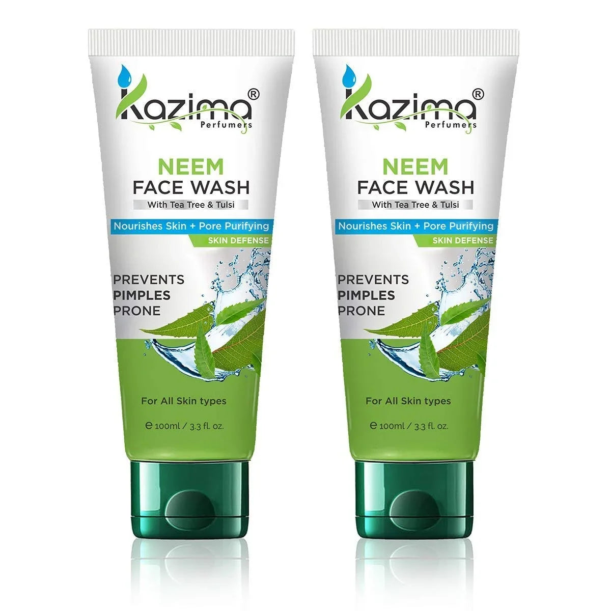 & Nourishes OF With Tree Defense KAZIMA + Neem Tea Face Acne (Pack Anti 2 Anti Tulsi Wash Skin Scars, Pollution, Purifying 100ml) Each Skin Pore Pimples Remove For
