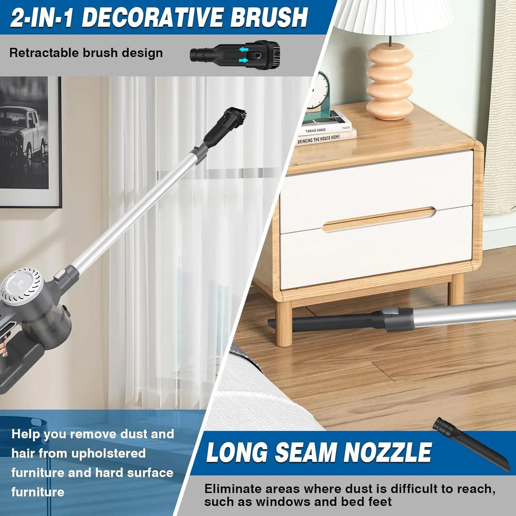 Carpet Runtime, Quiet Lightweight Floor 2.0Ah Hair Vacuum Household for Battery 35Mins in1 Cleaner Pet Cleaner, Suction, Stick Hardwood Cordless Max 22000Pa Cordless 4 Vacuum Vacuum with